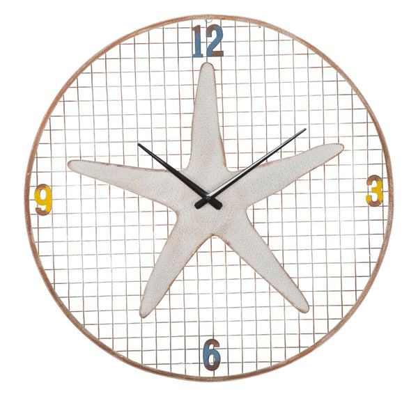Horloge murale étoile de mer Ø57x3,5 cm en fer blanc sconto