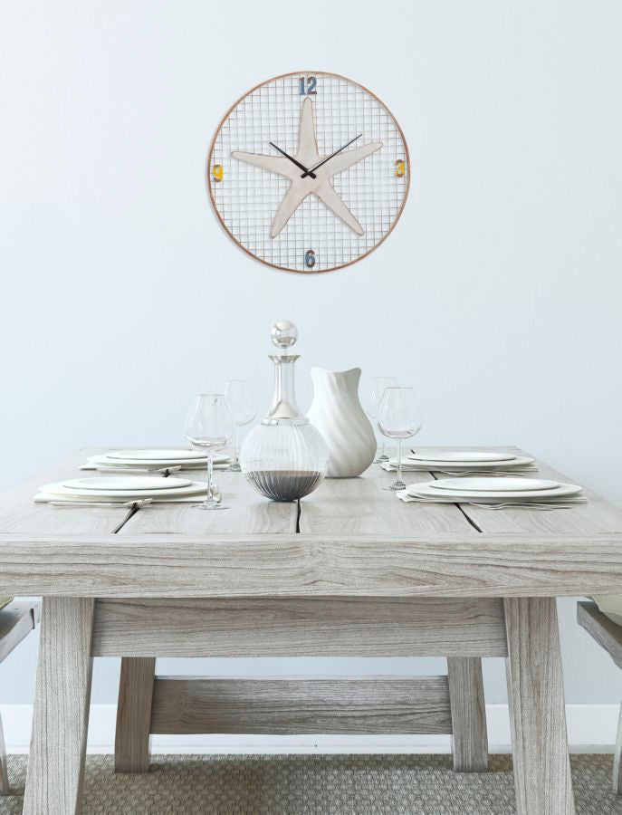 Orologio da Muro Stella Marina Ø57x3,5 cm in Ferro Bianco-8