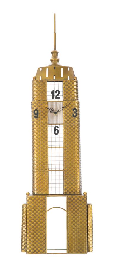 Horloge murale Empire Building 23,5x6,5x78 cm en fer doré prezzo