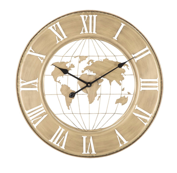 Horloge murale World Oro Ø63x3 cm en fer doré prezzo