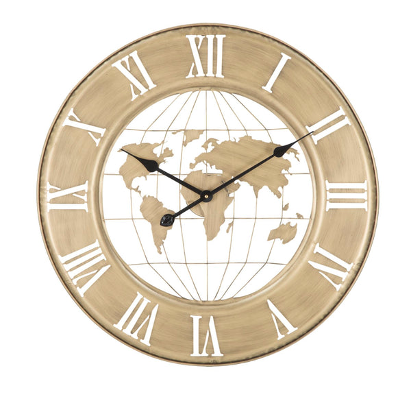 Horloge murale World Oro Ø63x3 cm en fer doré online