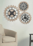 Orologio da Muro 3 Ingranaggi 93x3x74 cm in Ferro e MDF Marrone-7