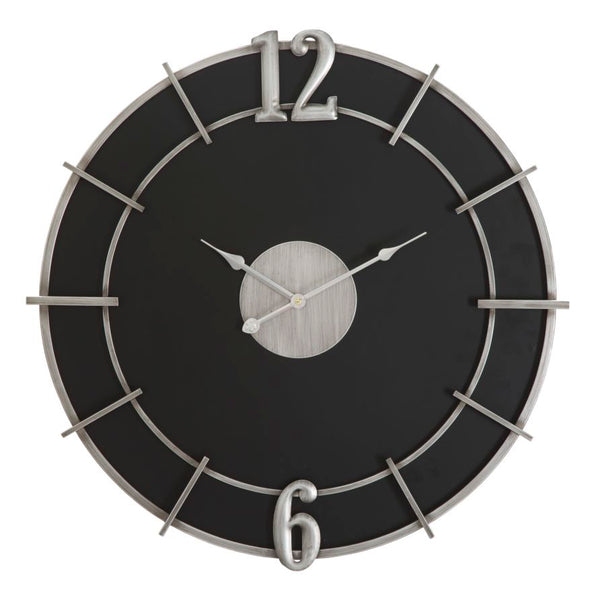 prezzo Glam Silver Clock Ø60x4,5 cm en Fer et Argent et MDF Noir