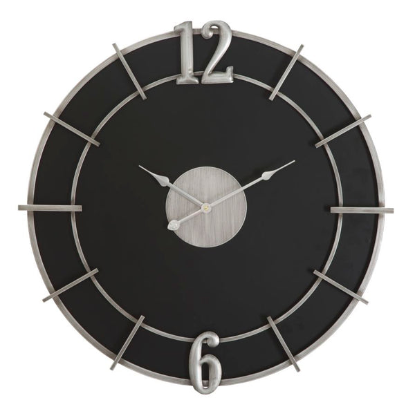 Glam Silver Clock Ø60x4,5 cm en Fer et Argent et MDF Noir online