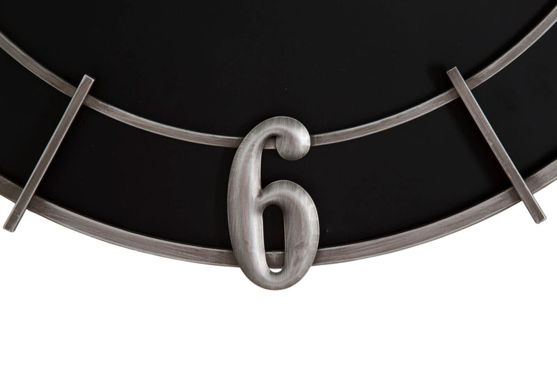 Orologio Argento Glam Ø60x4,5 cm in Ferro e MDF Argento e Nero-5