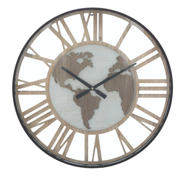 sconto Horloge murale Ø60x6 cm en MDF et fer brun de classe mondiale