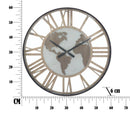 Orologio da Muro World Class Ø60x6 cm MDF e in Ferro Marrone-7