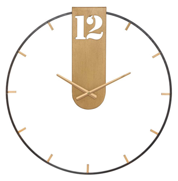Horloge Murale Oroy Ø60x4,5 cm en Fer Doré et Noir prezzo
