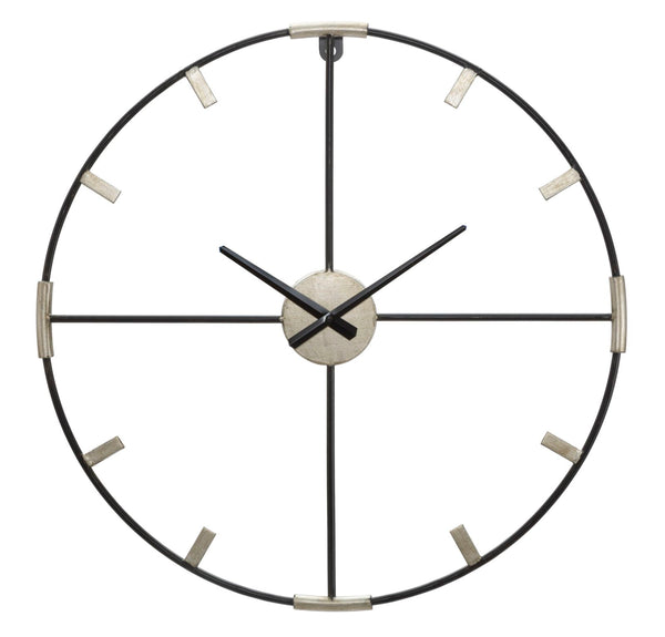 online Horloge Murale Sticky Ø60x3,5 cm en Fer Noir et Argent