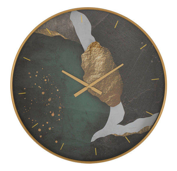 sconto Horloge Murale Art Ø80x5,5 cm en Fer MDF et Verre Multicolore