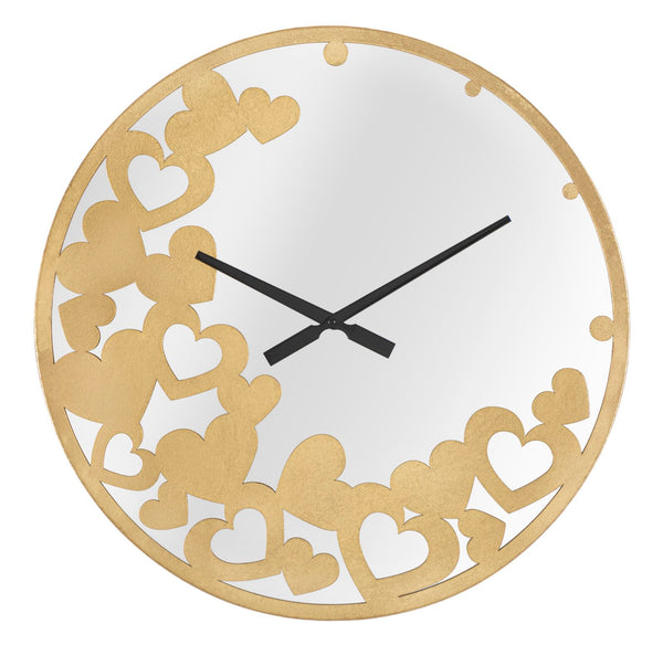 Horloge Coeur Doré Ø55x4 cm en Fer Miroir et MDF Doré online