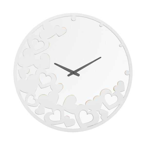 online Horloge Coeur Blanche Ø55x4 cm en Fer MDF et Miroir Blanc