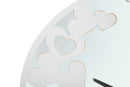 Orologio Bianco Heart Ø55x4 cm in Ferro MDF e Specchio Bianco-2