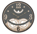 Orologio xxx Ø67x6,5 cm in Ferro MDF e Vetro Nero e Marrone-1