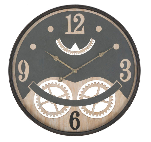 Horloge xxx Ø67x6,5 cm en Fer MDF et Verre Noir et Marron acquista