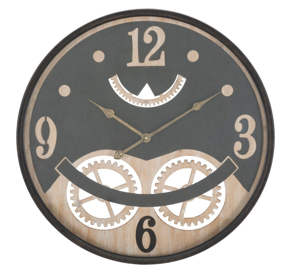 acquista Horloge xxx Ø67x6,5 cm en Fer MDF et Verre Noir et Marron