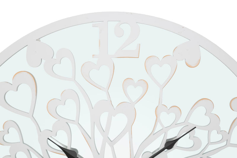 Orologio da Muro Heart/Tree Ø55x4,5 cm in Ferro MDF e Specchio Bianco-2