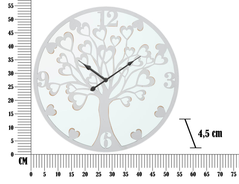 Orologio da Muro Heart/Tree Ø55x4,5 cm in Ferro MDF e Specchio Bianco-6