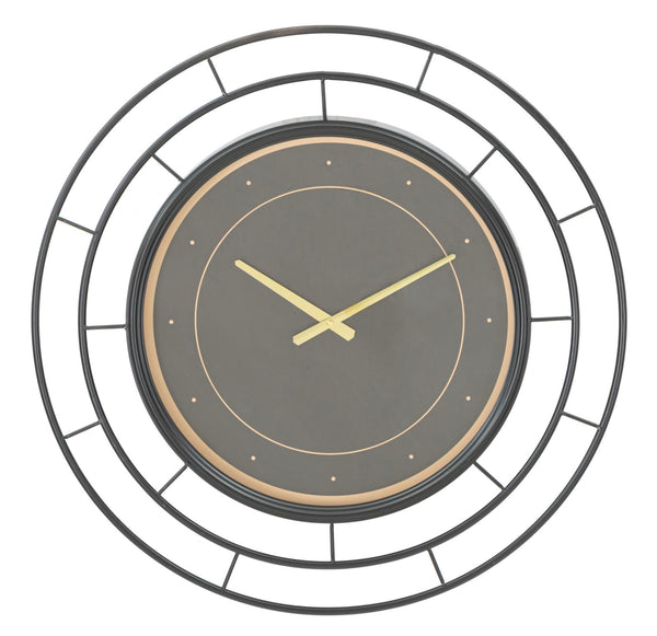 sconto Fashion Dark Horloge Murale Ø70x5,5 cm en Fer MDF et Verre Noir