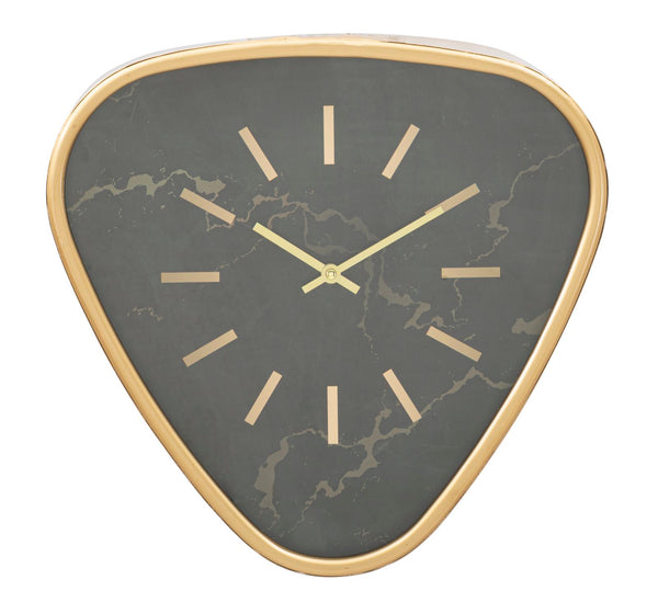 Horloge Murale Triangle 40x6x38 cm en Fer MDF et Verre Doré et Noir sconto