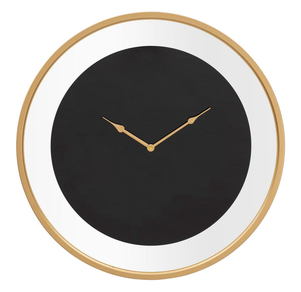 Horloge Murale Fashion Ø60x5 cm en Fer et Or et Verre Noir online