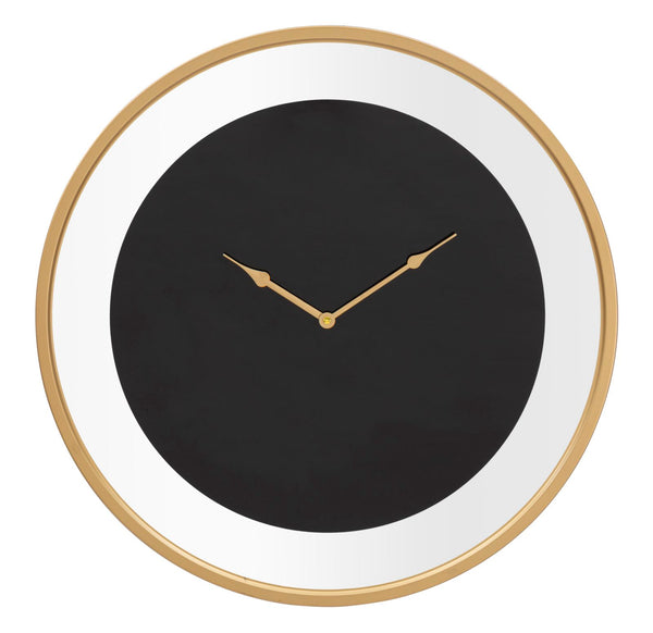 Horloge Murale Fashion Ø60x5 cm en Fer et Or et Verre Noir prezzo