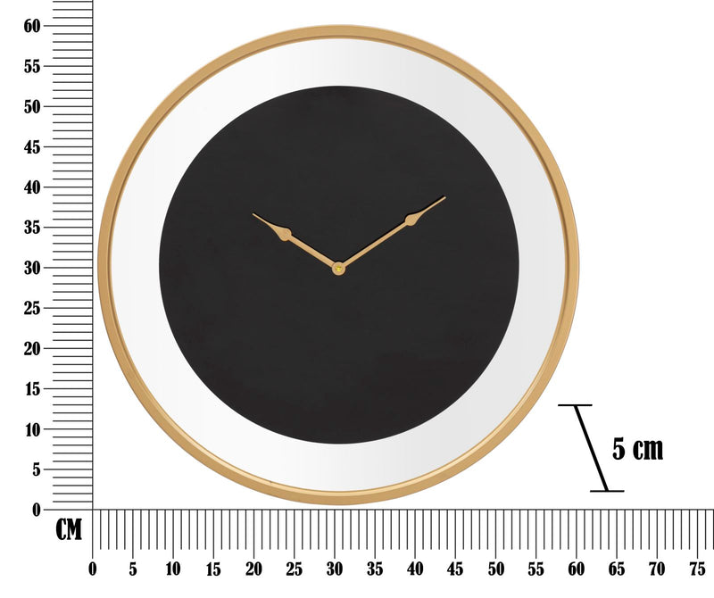 Orologio da Muro Fashion Ø60x5 cm in Ferro e Vetro Oro e Nero-6