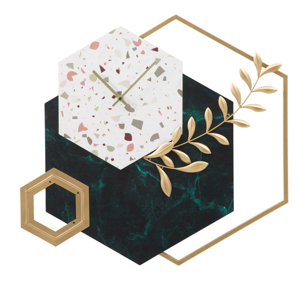 Horloge Murale Hexagone 62x4,5x62 cm en Fer et MDF Multicolore online