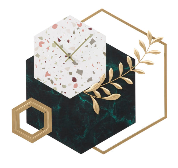 acquista Horloge Murale Hexagone 62x4,5x62 cm en Fer et MDF Multicolore