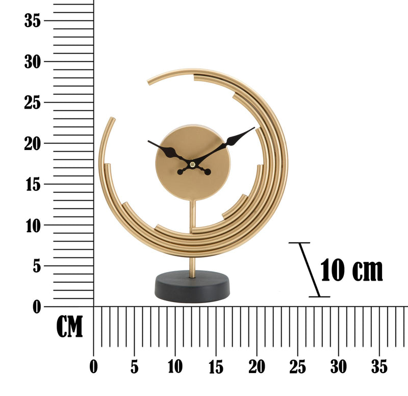 Orologio da Tavolo Moon 25x10x30 cm in Ferro Oro e Nero-6