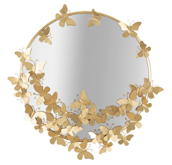 Miroir Rond Papillons 74x4x75 cm en MDF Fer et Or prezzo