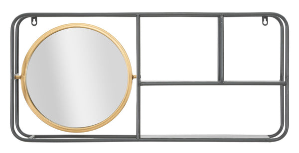 Miroir Circle avec étagères Industry 74,5x12x35 cm en fer sconto
