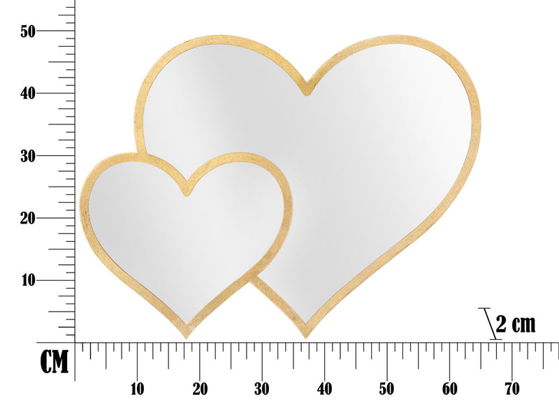 Specchio Glam Double Heart 65x2x50 cm in Ferro Specchio e MDF Oro-6