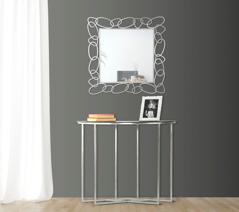 Specchio Chain Argento 84x2x84 cm in Ferro e MDF Argento-5