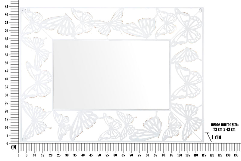 Specchio Bianco Butterfly 85x1x115 cm in Ferro e MDF Bianco-5