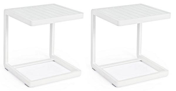Set 2 Tavolini da Salotto 40x40x45 cm in Alluminio Konnor Bianco sconto