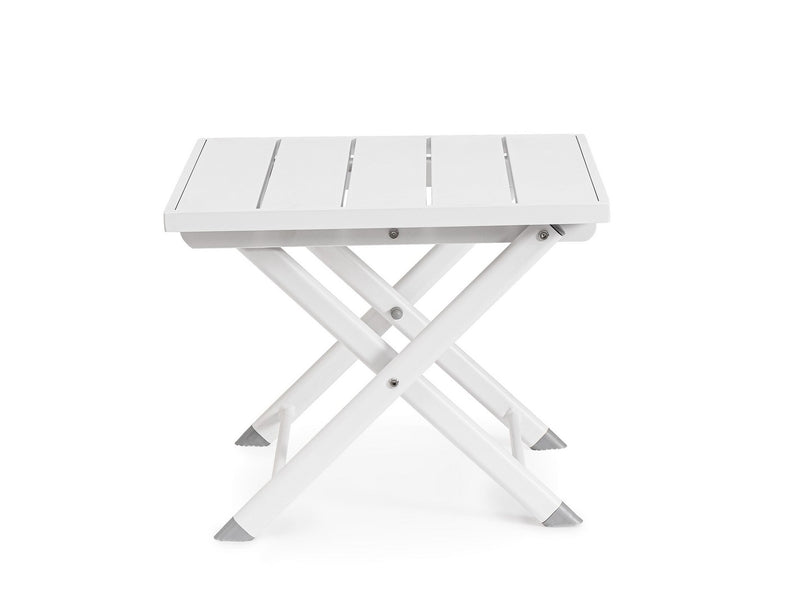 Tavolino da Salotto 44x43x36 cm in Alluminio Taylor Bianco-4