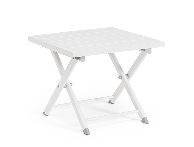 Tavolino da Salotto 44x43x36 cm in Alluminio Taylor Bianco-1