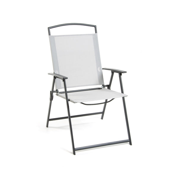 prezzo Chaise de jardin pliante 72x56x91,5 cm en acier et Textline Capri gris clair