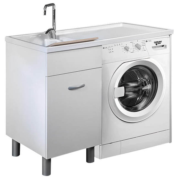 sconto Couvercle pour évier et machine à laver 106x60x90 cm Ambrosini Doris Blanc Mat Côté Gauche