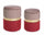 Lot de 2 Pouf Container Polina Rose-Rouge en Tissu Effet Velours