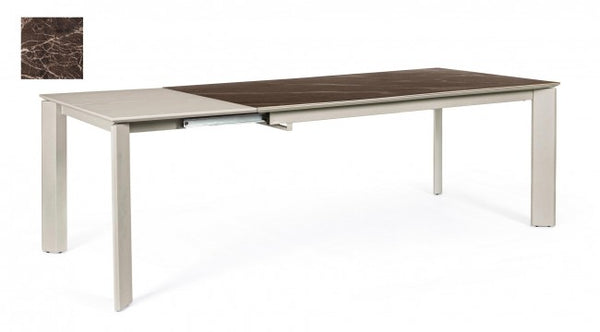 Table Extensible Briva 160-220x90 cm Brun-Taupe Brillant en Acier online