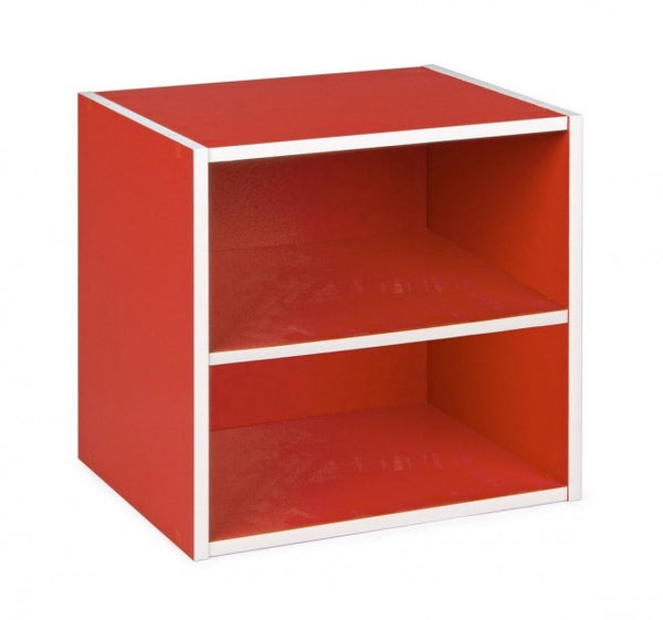 sconto Cube avec étagère composite en bois rouge