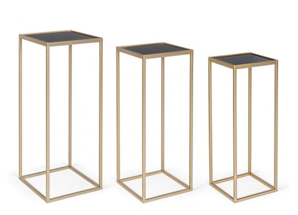 prezzo Ensemble de 3 tables basses carrées Nucleos Gold en acier