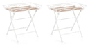 Set 2 Tavolini da Soggiorno 63x40x60 cm in Acciaio Guenda Bianco-1