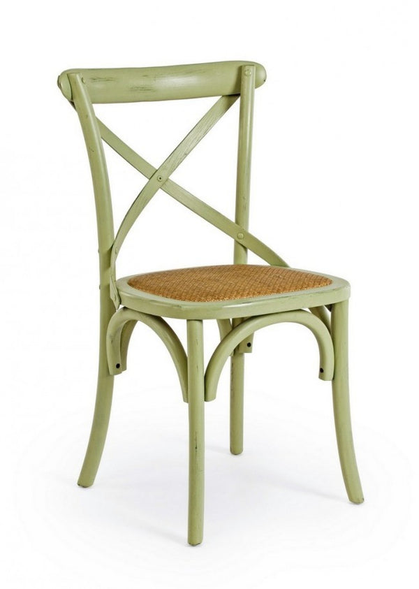 Chaise en bois vert croix acquista