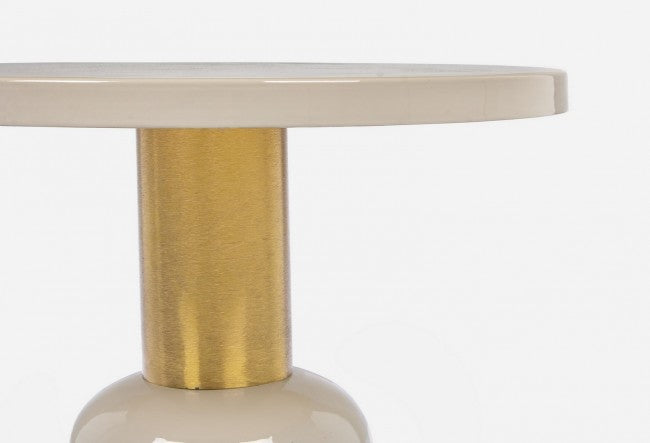 Tavolino Nalima Crema D50.5 Rotondo in Metallo-5