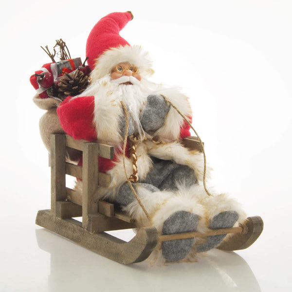 Marionnette Père Noël H30 cm Assis sur Traîneau Rouge prezzo