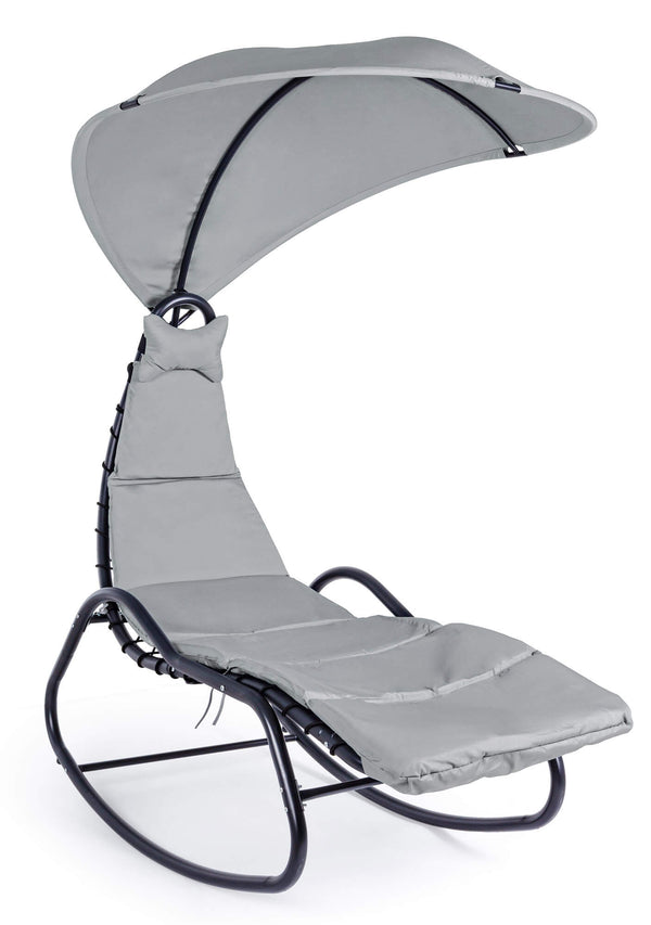 acquista Rocking Chair Relax Chaise Longue 80x160x195 cm avec Toit en Acier Anthracite