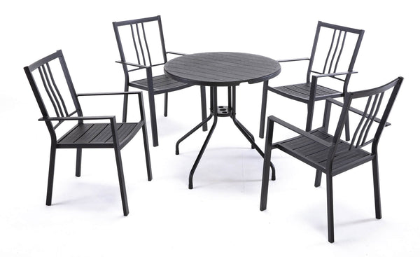 Table de jardin 4 chaises en acier noir acquista